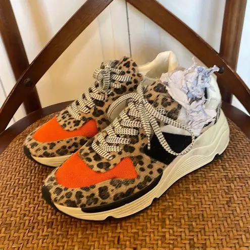 White Raven Loyal leopard print platform sneaker 6 Orange