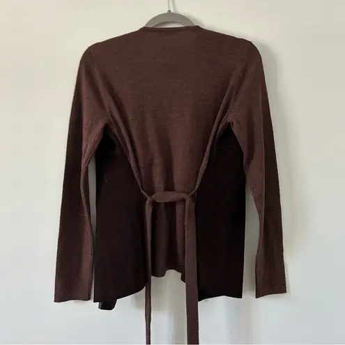 J. McLaughlin Brown Super Fine Merino Wool Leather Belted Jacket Blazer S