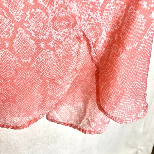 Fred David Long Roll Tab Sleeve Button Up Blouse Patch Pocket Pink White XL Top - Image 10