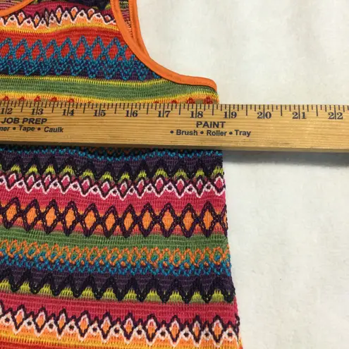 SHEIN Curve Tribal Zigzag Stripe Knit Tank Top Orange Blue Pink Yellow XL Size XXL