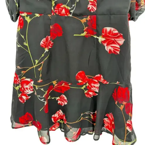White Fox Boutique  Monte Carlo Mini Dress Black Red Floral Size XS‎