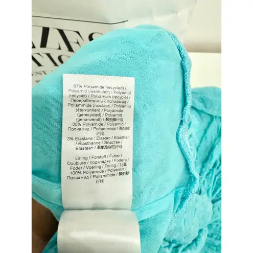 Ganni NWT Sleeveless Halter Ruched Mermaid Maxi Dress Blue Curacao Womens 34/2-4