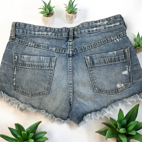 Free People  High-Rise Distressed Jean Shorts Size 28