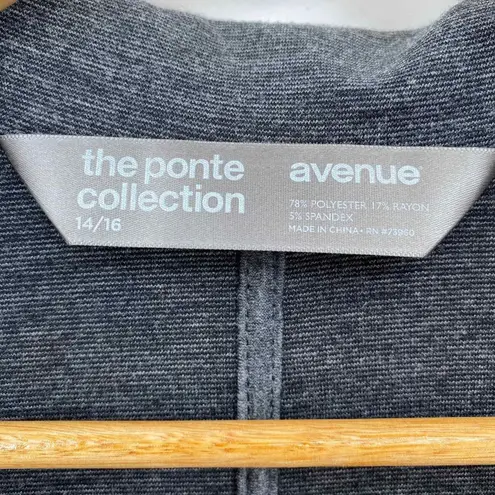 avenue ponte collection blazer jacket womens 14/16 gray polyester rayon pockets