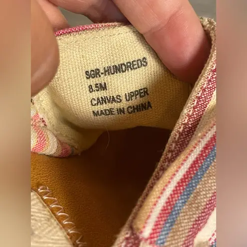 Sugar Hundreds Wedge Sandals Fabric Natural Multicolor Beach Stripe Size 8.5