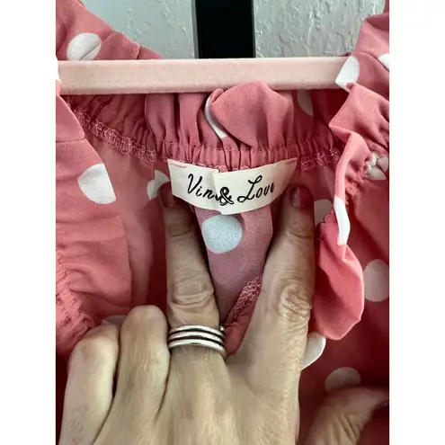 Vine & Love NWOT & Love Pink Polka Dot Blouse -S