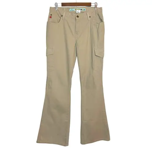 Mudd Vintage Y2K 90s Super Flare Bell Bottom Khaki Cargo Pants Size 13