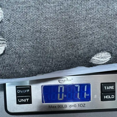 Body Language Perforated Distressed Sweatshirt XS Lightweight Athleisure Casual Gray