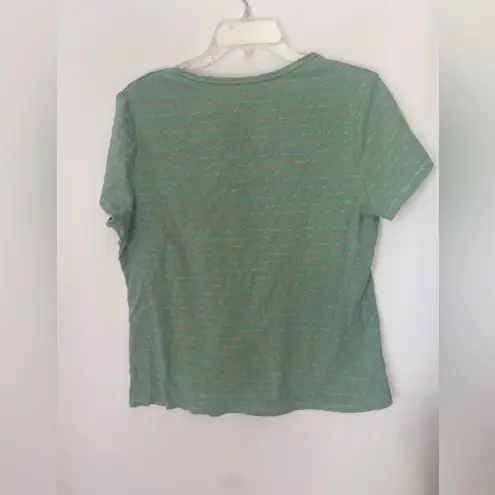 Boden plus size green and grey stripe v neck tee size 16 96% cotton Gray