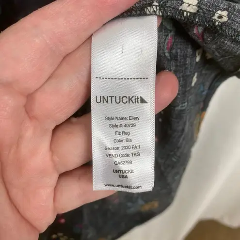 Untuckit Black Floral Ellery Waist Tie Shirt Dress Sz.2