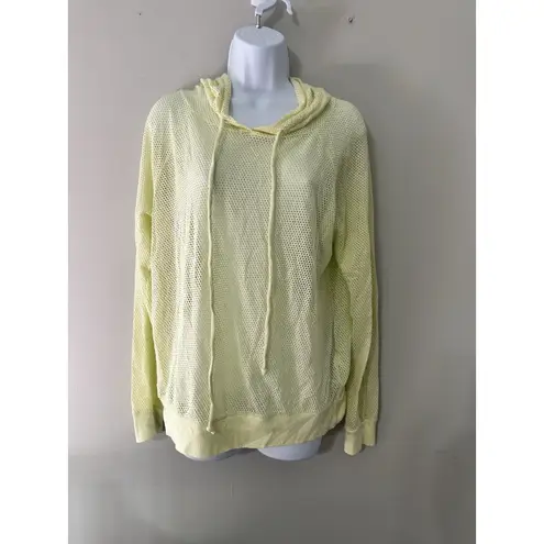 Michael Stars Jo Mesh Hoodie Lime Green Neon Yellow Size S EUC