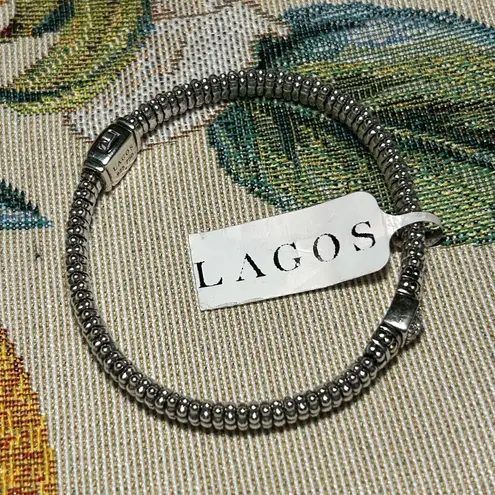 NWT Lagos 925 Sterling Silver & 18K Gold Diamond Caviar Bracelet