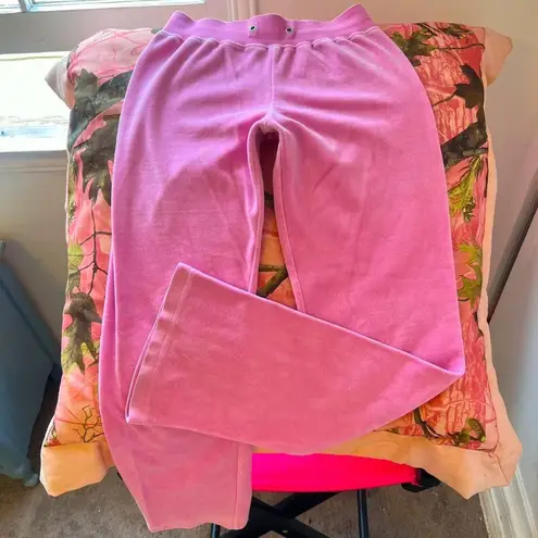 Charlotte Russe  y2k 2000s hot pink velour velvet wide leg track pants 