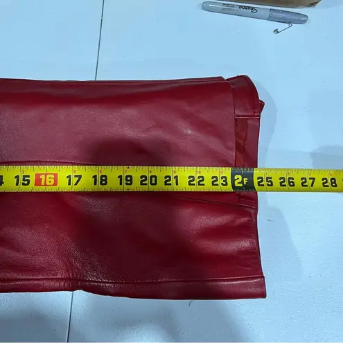 Preston & York Vintage Women size MP Lamb Skin Leather Jacket Red blazer button