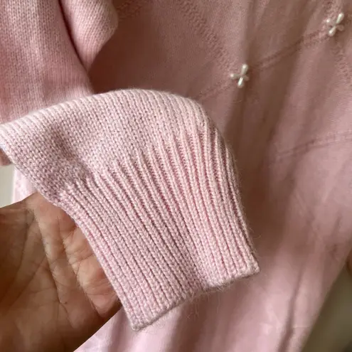 Maggie Lawrence Sz L Vintage Retro Pastel Pink Collared Sweater Dress Maxi Size L