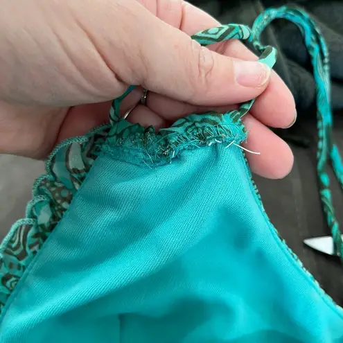 Love Tease Y2K Green Floral Geometric Print Front Bow Baby Doll Dress Size 5