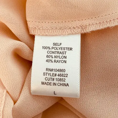 Chloe K Sheer Blouse, Light Peach, Large
