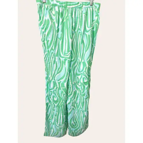 Lilly Pulitzer  Cambridge Green Groovy Print Wide Leg Pull-On Palazzo Pant Size S