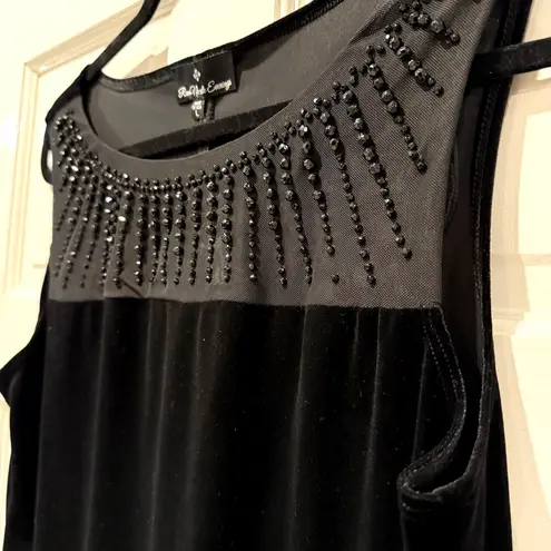 Ronni Nicole Evenings Velvet Sequin Embellished Tank Top Black Size Large NWT