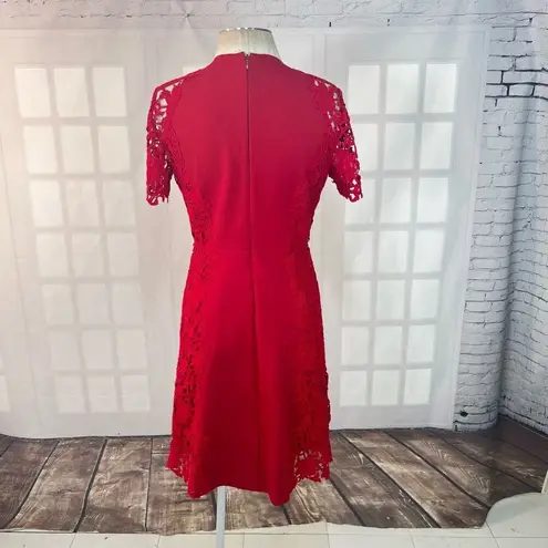 Elie Tahari Hudson Red Lace appliqué sheath Dress Size Small