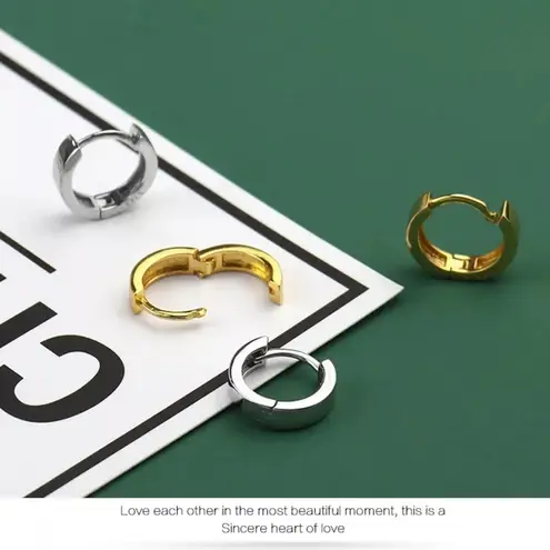 Boutique Unisex Small 14k Gold Plated Sterling Huggie Hoop Earrings, 12mm