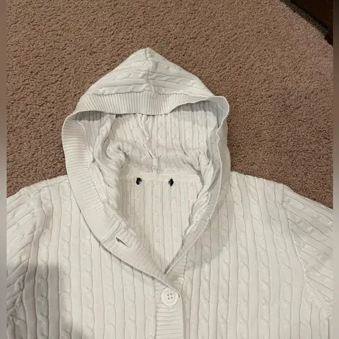 Women's 3/4 sleeve knitted cardigan with hood White