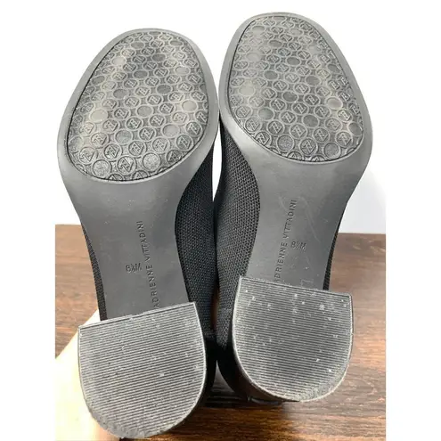 Adrienne Vittadini Women's Square Toe Knitted Black Block Heel Pumps Size 8.5M