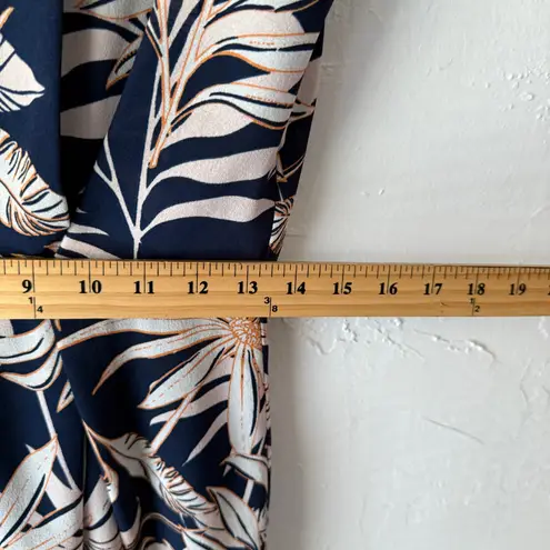 VERO MODA Tropical Romper Size S Navy Palm Print Blue Lace Back Coastal Chic