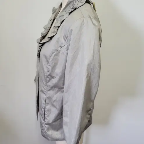 Christopher & Banks gray ruffled collar blazer size medium