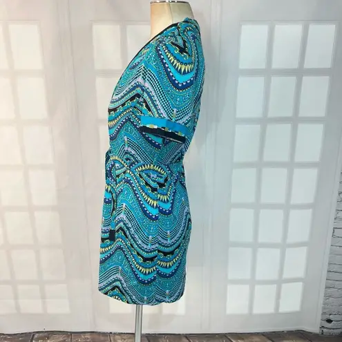 Pierre Cardin Multicolor Bold Print Short Sleeve Button Down Shirt Dress Sz 46