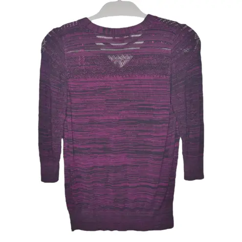 Lety & Me Womens Purple V Neck 3/4 Sleeve Pullover Sweater S Whimsigoth Goth Purple