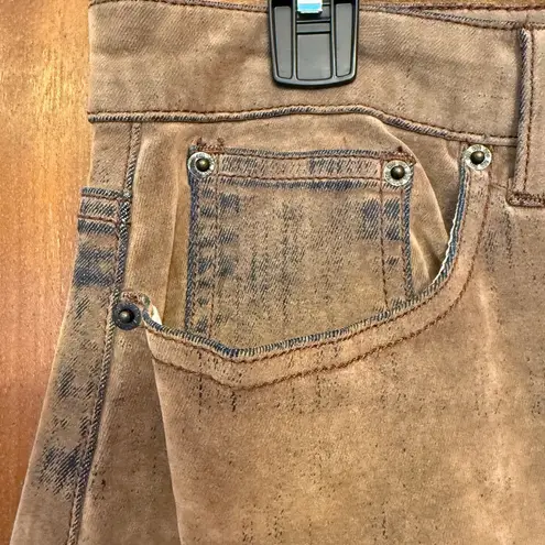 Urban Outfitters  BDG Mandi Denim Brown Stretch Flocked Maxi Large Slit Skirt-M