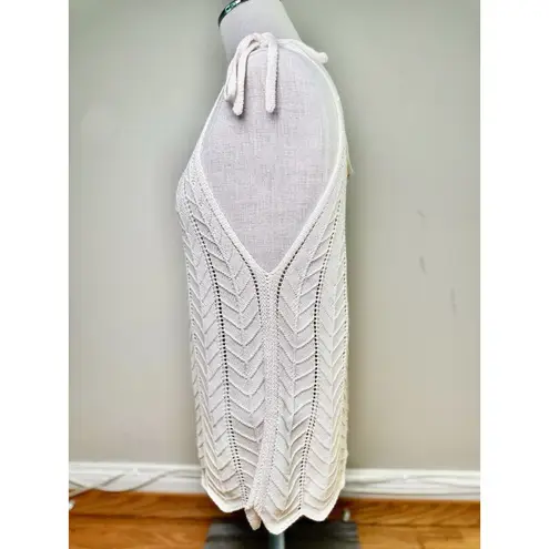 Velvet Heart Women’s Sleeveless Open Knit Crochet Cream Tank Top Adjustable Sz L