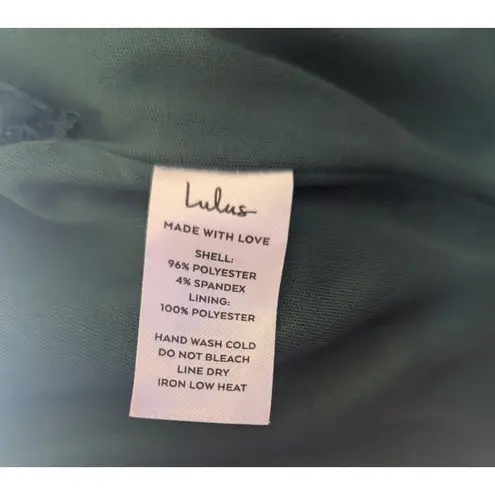 Lulus  Emerald Satin One-Shoulder Asymmetrical Maxi Dress Size L Draped Slit