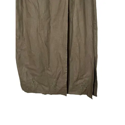 Marla Kim Skirt Womens Size XL Olive Green Wrap Maxi Embroidered Vintage Boho