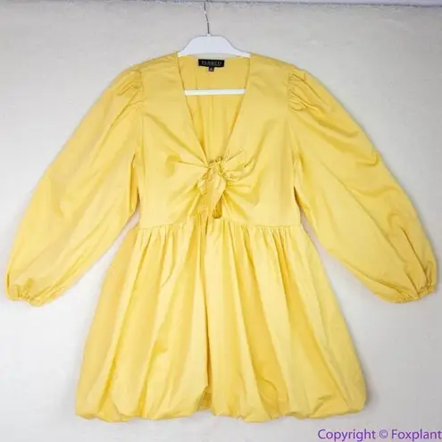 Eloquii yellow 100% cotton Bubble Hem Puff Sleeve Dress,18