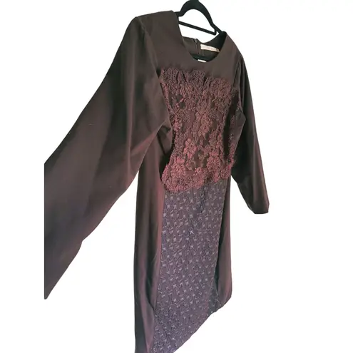 Shannon McLean Lace Tweed Dress Brown Vintage Dark Academia Career Event