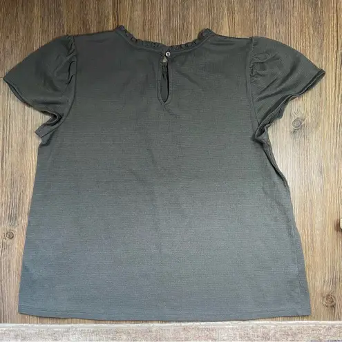 Loft  Flowy Loose Fit Smocked Ruffled Blouse Short Sleeve Medium