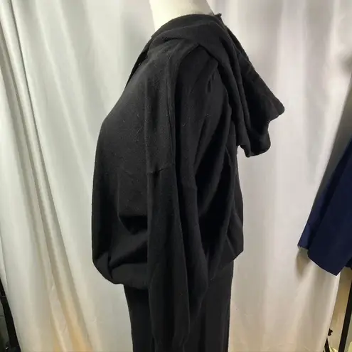 Evereve Women's Black Knit Hoodie Sweater Dress Size L Loungewear Casual