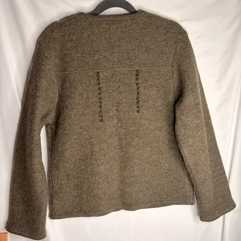 Solo 100% Wool Trachten Jacket Blazer Austrian Folk Loden Horn Buttons Size 10 Brown