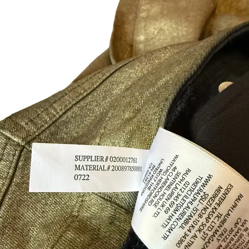 Lauren Ralph Lauren Black Label Luxury Metallic Gold Wax Denim Skinny Jeans Size 0