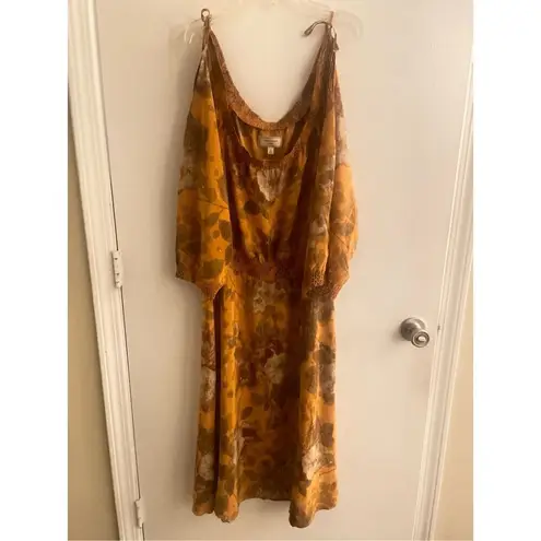 Anthropologie Moulinette Soeus Cara Silk Cold Shoulder Midi Dress Orange 6