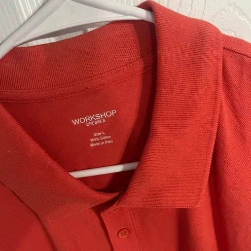 Workshop Republic Clothing Sunset Red WORKSHOP Sleeveless COLLAR Cotton Knit POLO DRESS/Size Large NWT