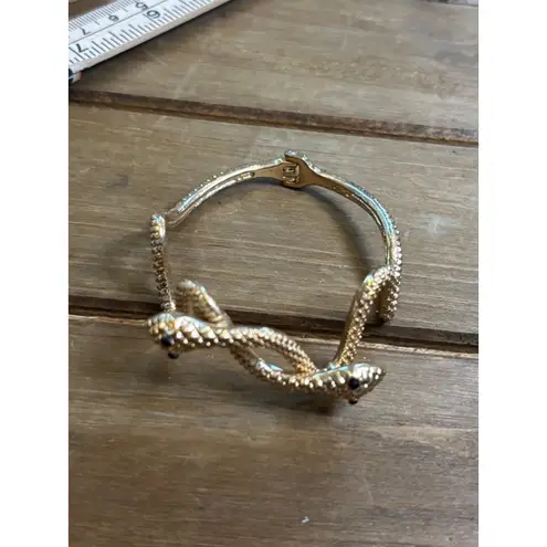 Gold Tone Snake Bangle Bracelet With Black Accents