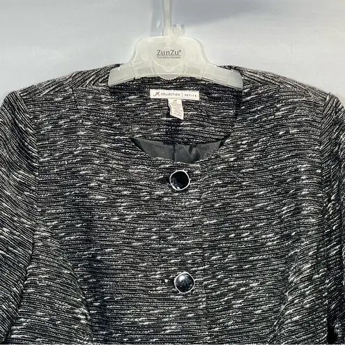 JM Collection Single Breasted Black White Blazer Size 6 PETITE Career Business