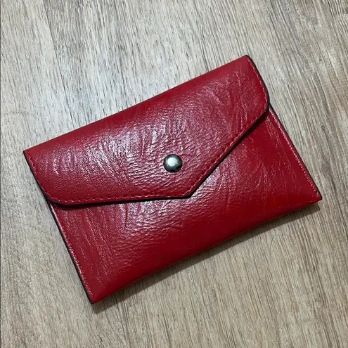 Leather Wallet and Card Holder Two Piece Set Red