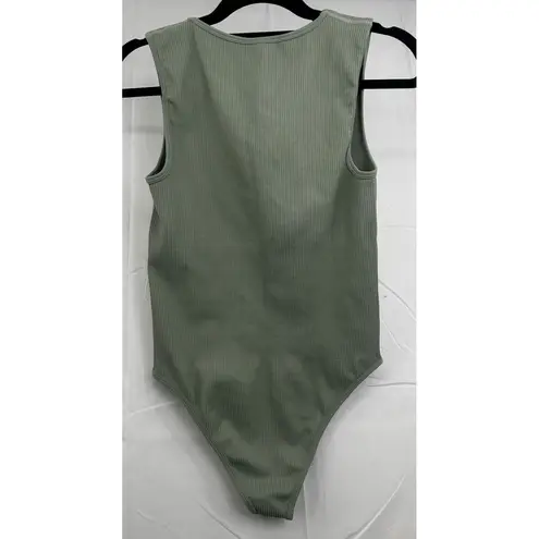 OQQ Bodysuit Sexy Ribbed One Piece Square Neck Women's XL Green EUC