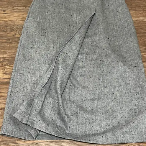 Miss Elegant Of California Vintage 80’s Midi Belted Skirt Open in the Front Heathered Gray Size 8