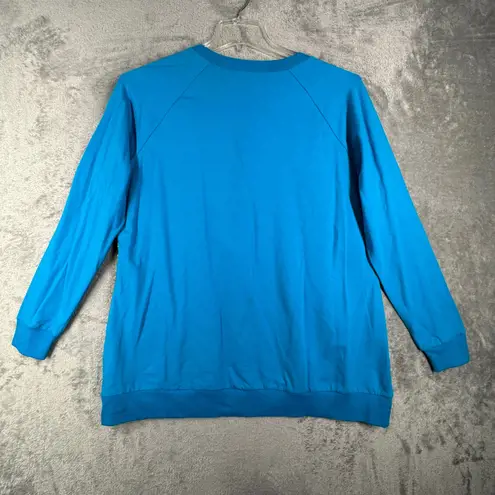 DG2 Diane Gilman Top Womens M Blue Multicolor Graphic Print Long Sleeve Boho Size M