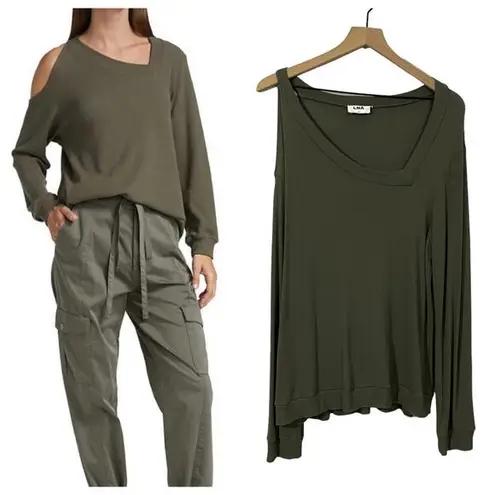 LNA Asymmetrical Single Cold Shoulder Top - Tea Leaf - Medium